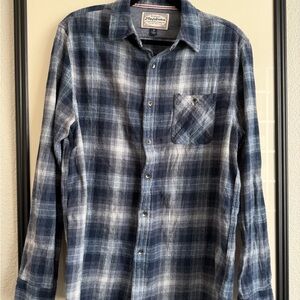 Stylish Navy and White Plaid Flannel Button-Down Shirt
